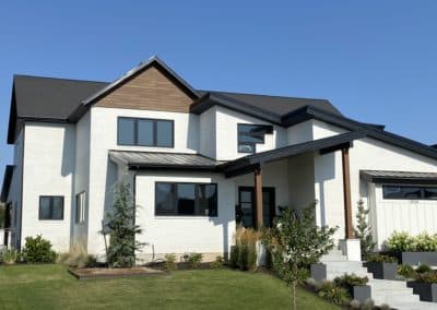 A modern house with a combination of architectural styles